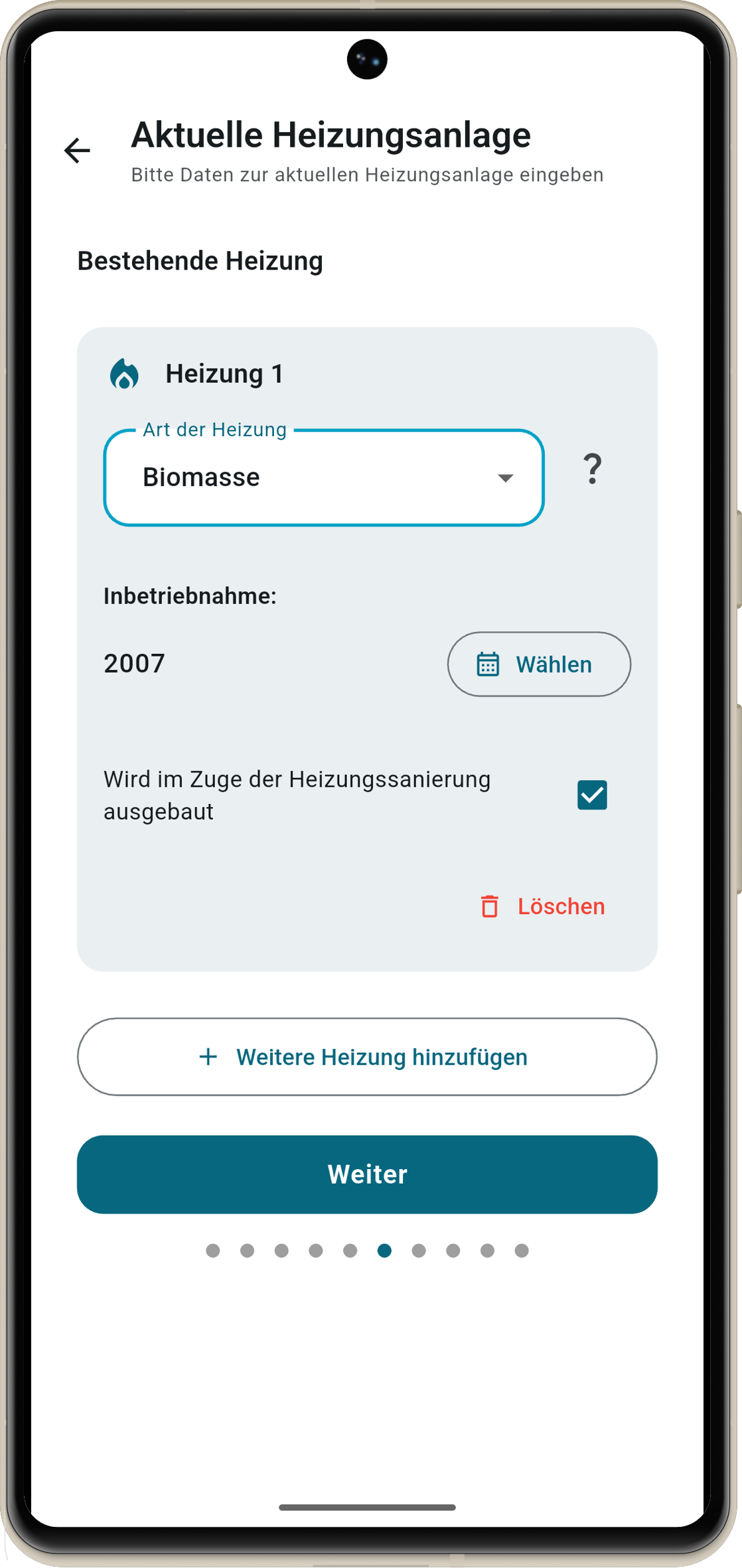 Geführte Datenaufnahme in der Thermoapp